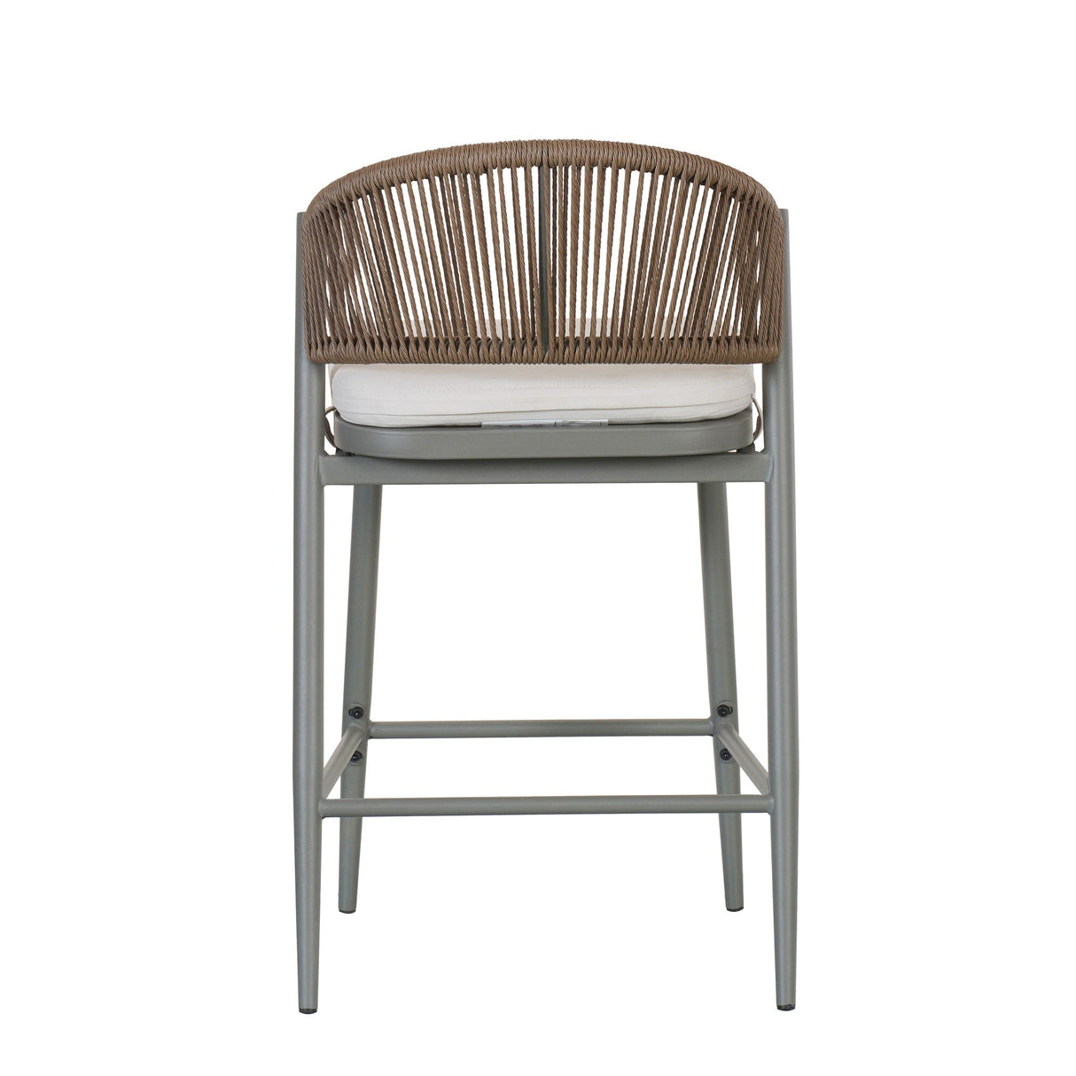 Outdoor 26" Counter Height Metal Frame Counter Stools With Scallop Shaped Backrest & Water Resistant Cushions