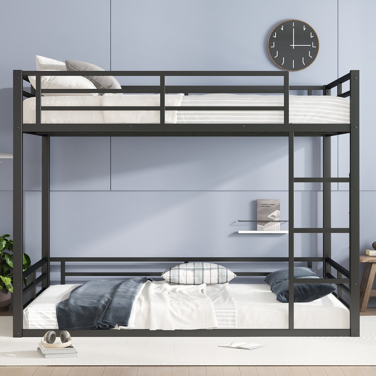 Metal Queen Over Queen Bunk Bed for Teens and Adults