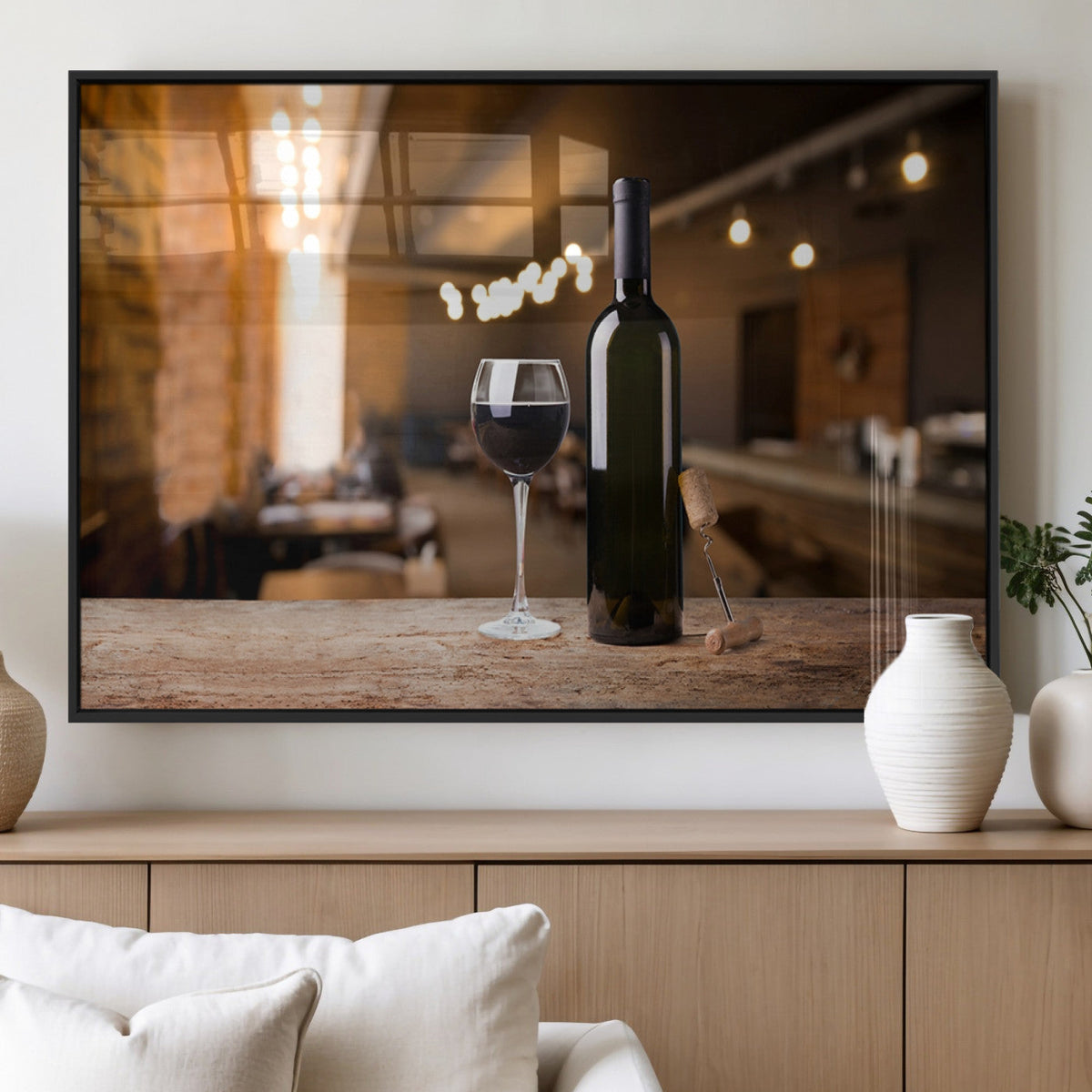 Wine and Bottle Wall Art Canvas Print