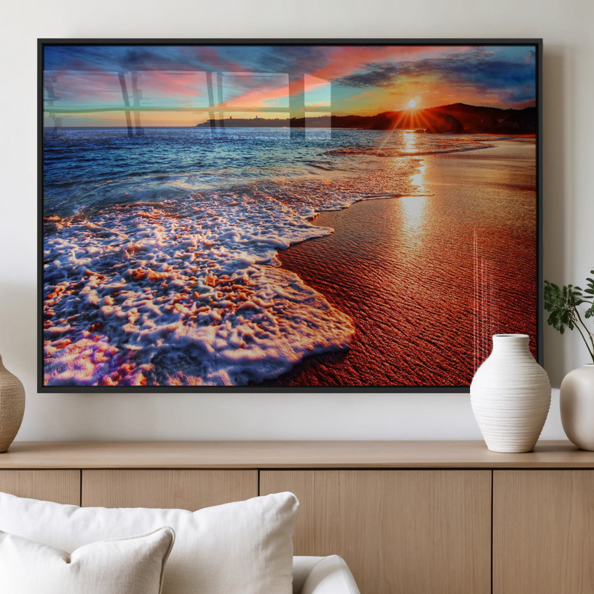Colorful Coastal Sunset on the Beach Canvas Print, Ocean