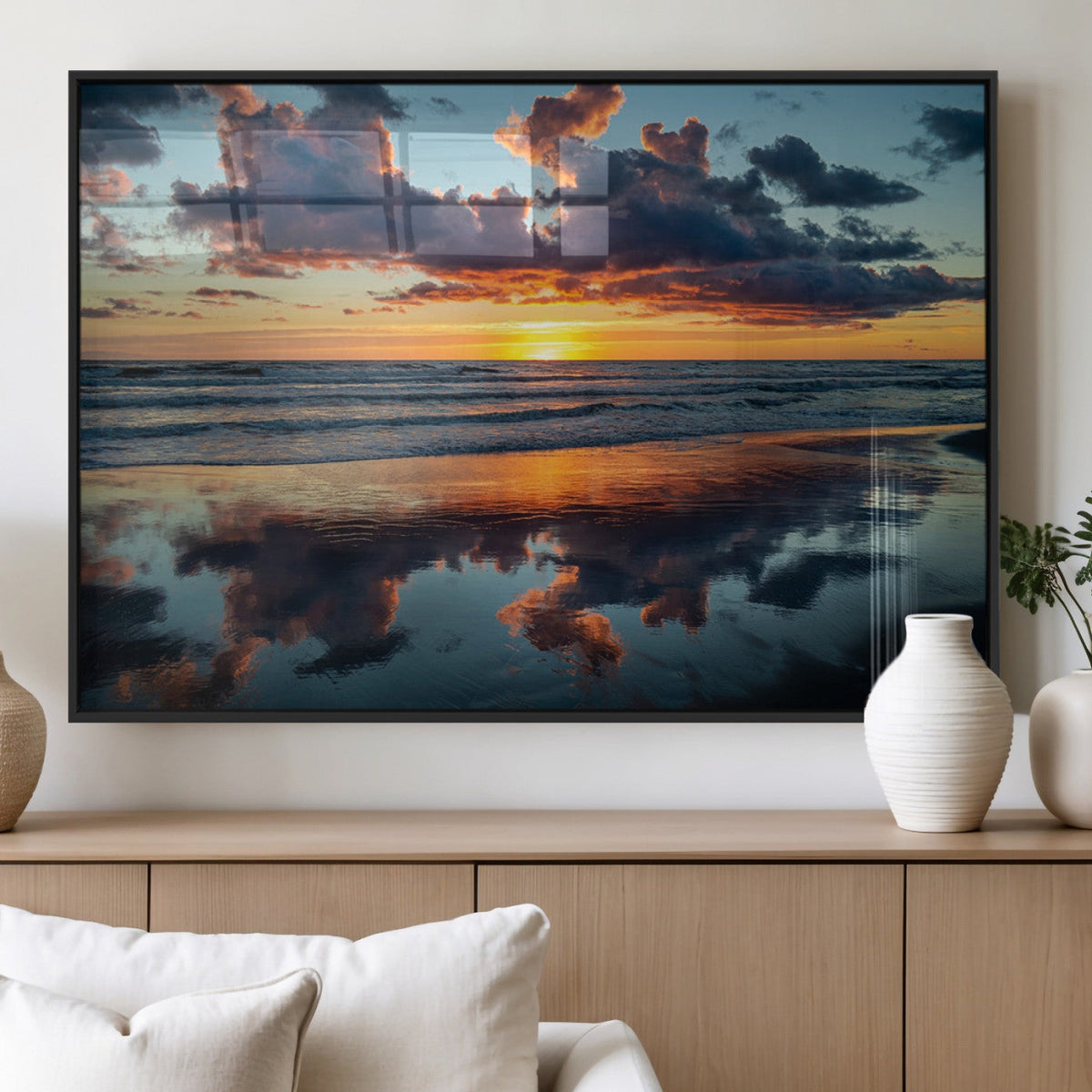 Beach Sunset Print - Stunning Ocean Canvas Artwork with
