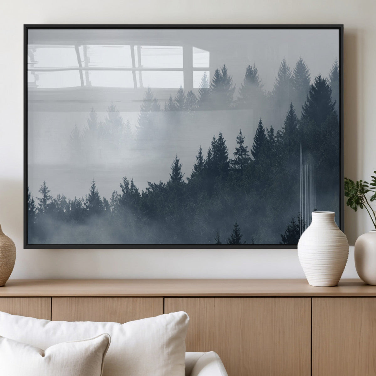 Foggy Pine Forest Wall Art Canvas Print