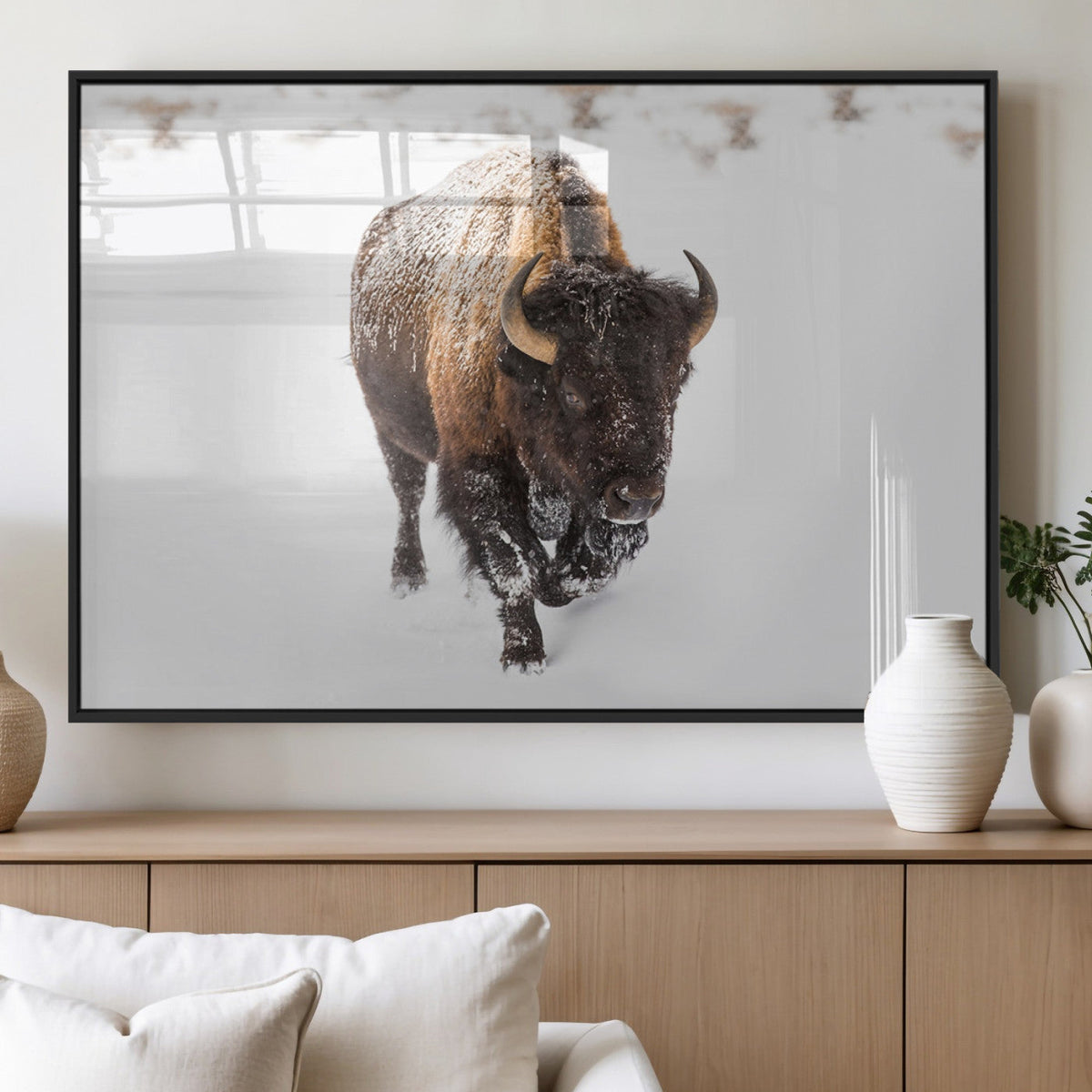Bison Winter Wall Art Canvas Print For Farmhouse Decor