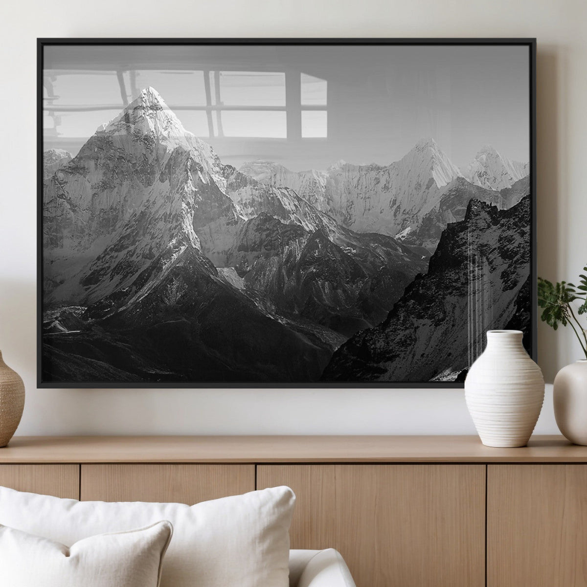 Everest Himalaya Mountain Peaks Black & White Triptych
