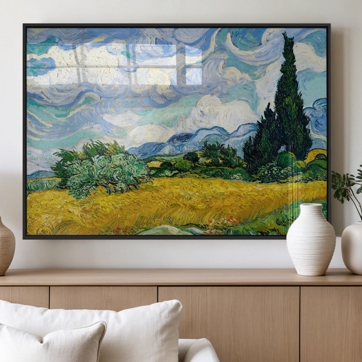 Wheatfield With Cypresses By Van Gogh Painting Wall Art