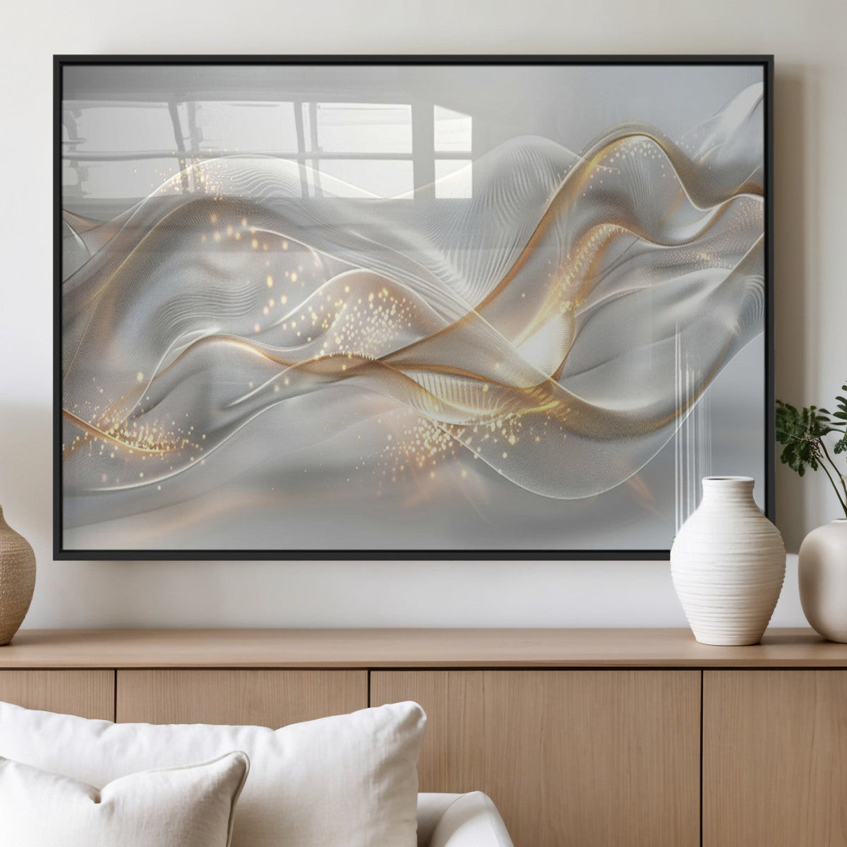 Abstract art Grey and Gold Lines Wall Art
