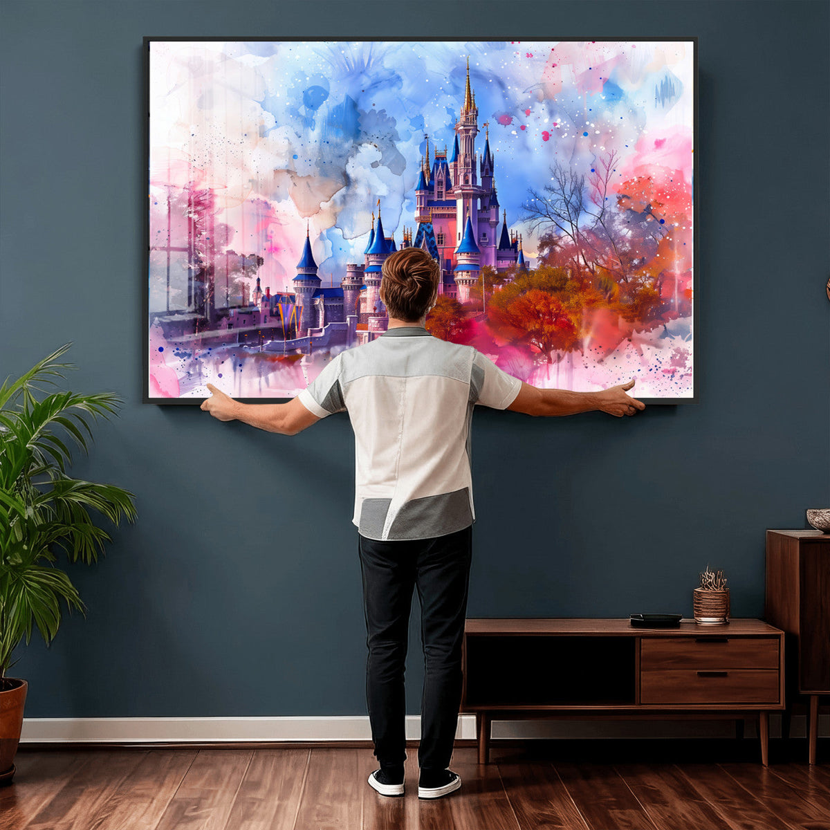 Disney Wall Art: Dreamy Watercolor Cinderella Castle Canvas