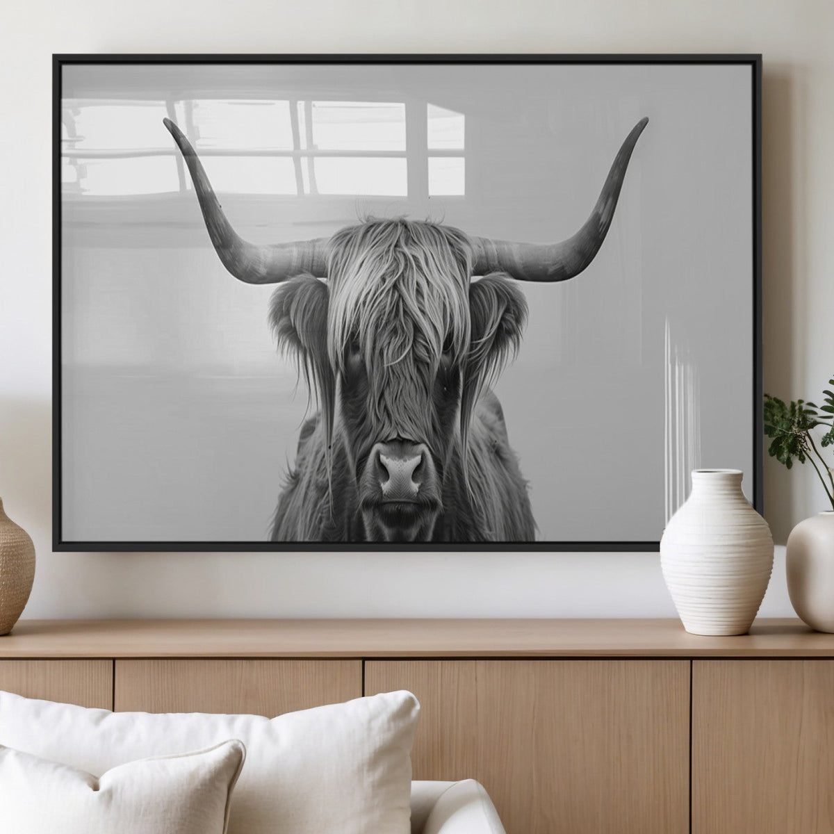 Farmhouse Longhorn Wall Art Canvas Print, Longhorn Texas