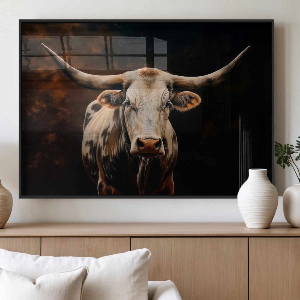 Texas Longhorn Wall Art | 3-Panel Large Texas Longhorn