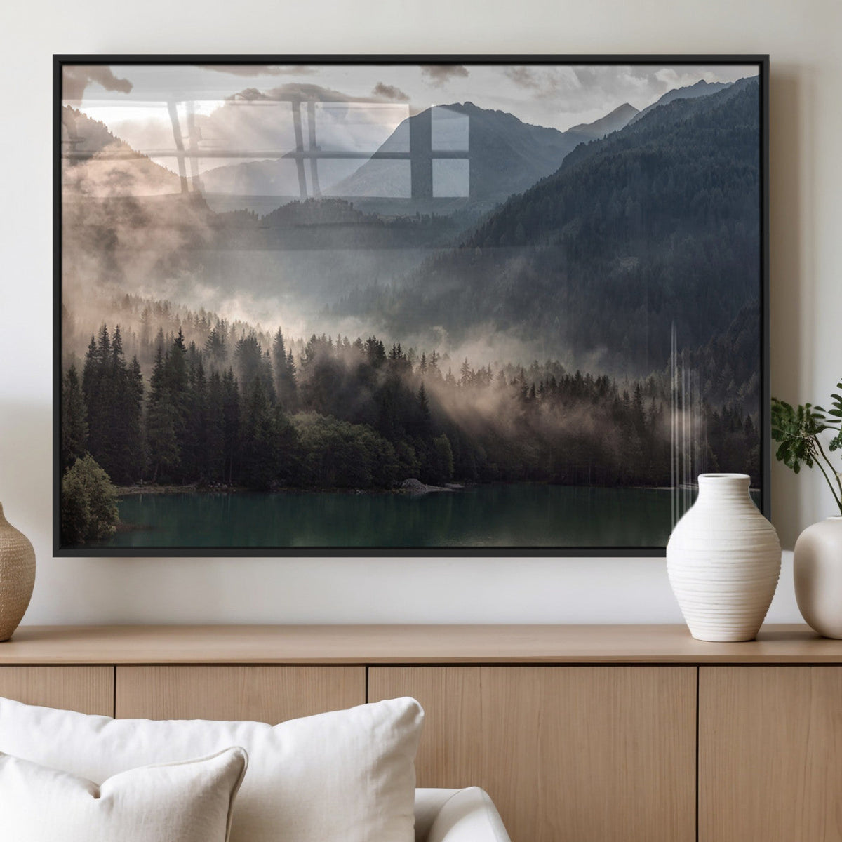 Foggy Mountain Canvas Print Forest Wall Art