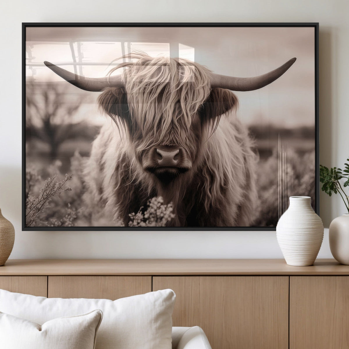 Scottish Cow Longhorn Wall Art Canvas Print