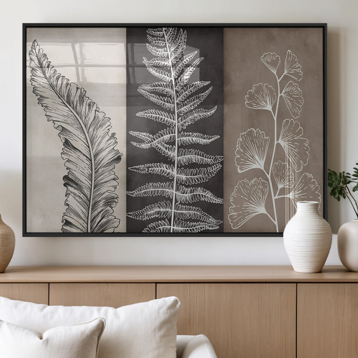 Minimalist Botanical Wall Art Canvas Print, Framed and Ready