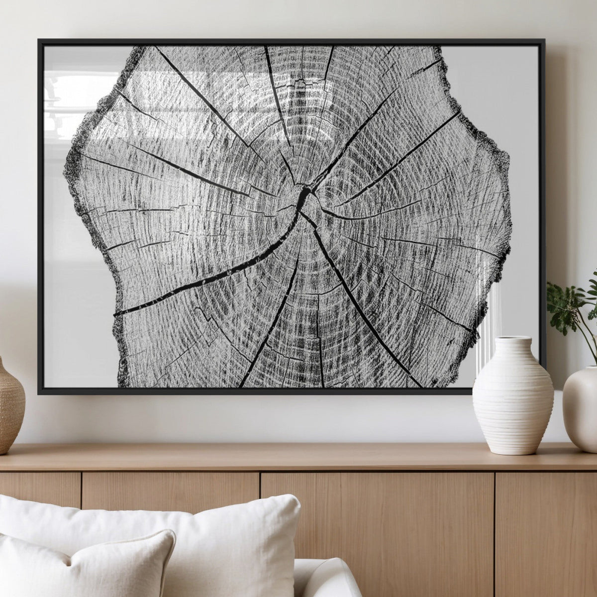 Rustic Tree Ring Wall Art Canvas Print – Framed and Ready to