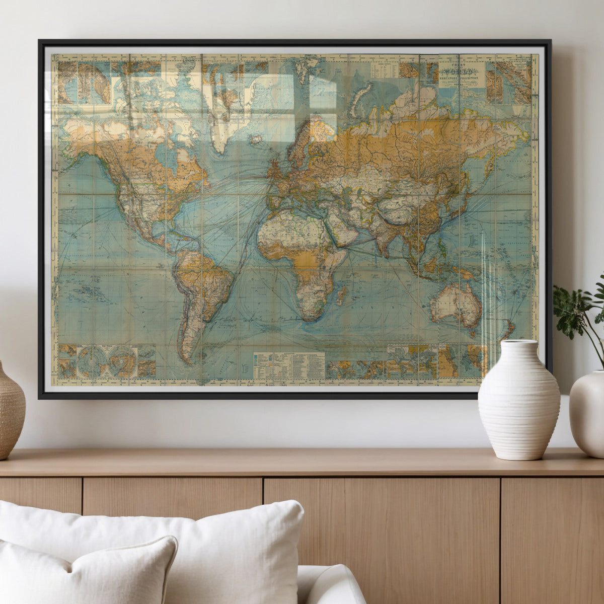 Push Pin World Map Canvas Print – Travel Tracker Wall Art