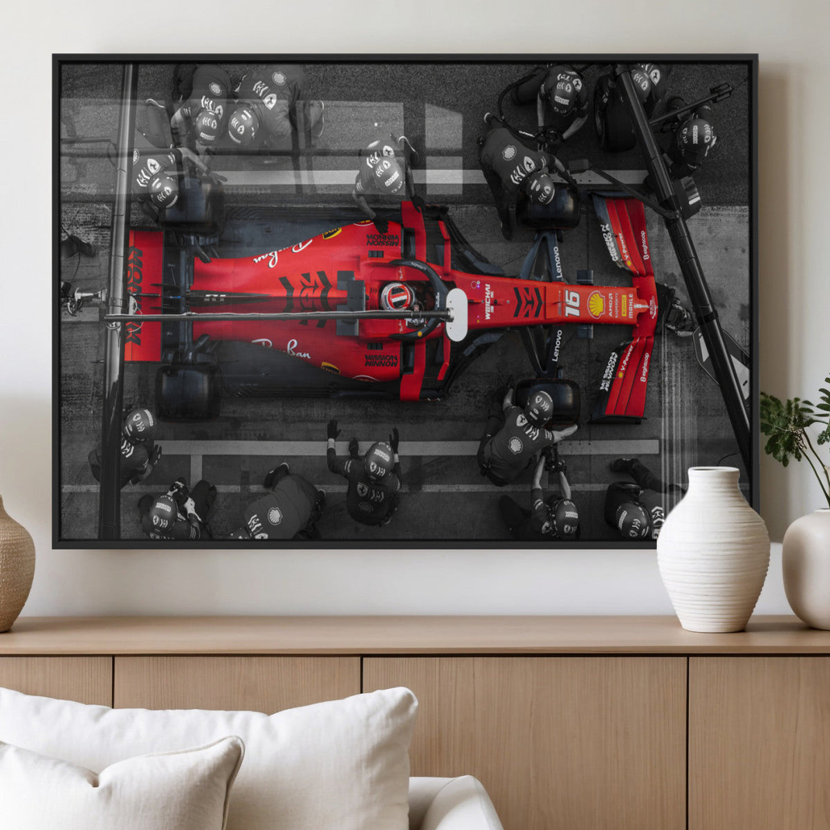 Ferrari Pit Stop Canvas Wall Art – Precision and Speed