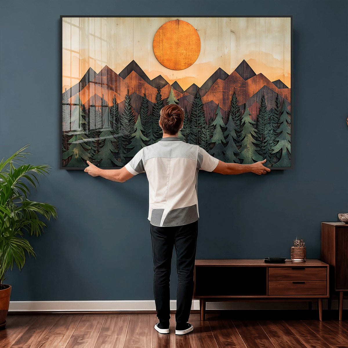 Sunset Mountain Landscape Canvas Wall Art Print - Nature