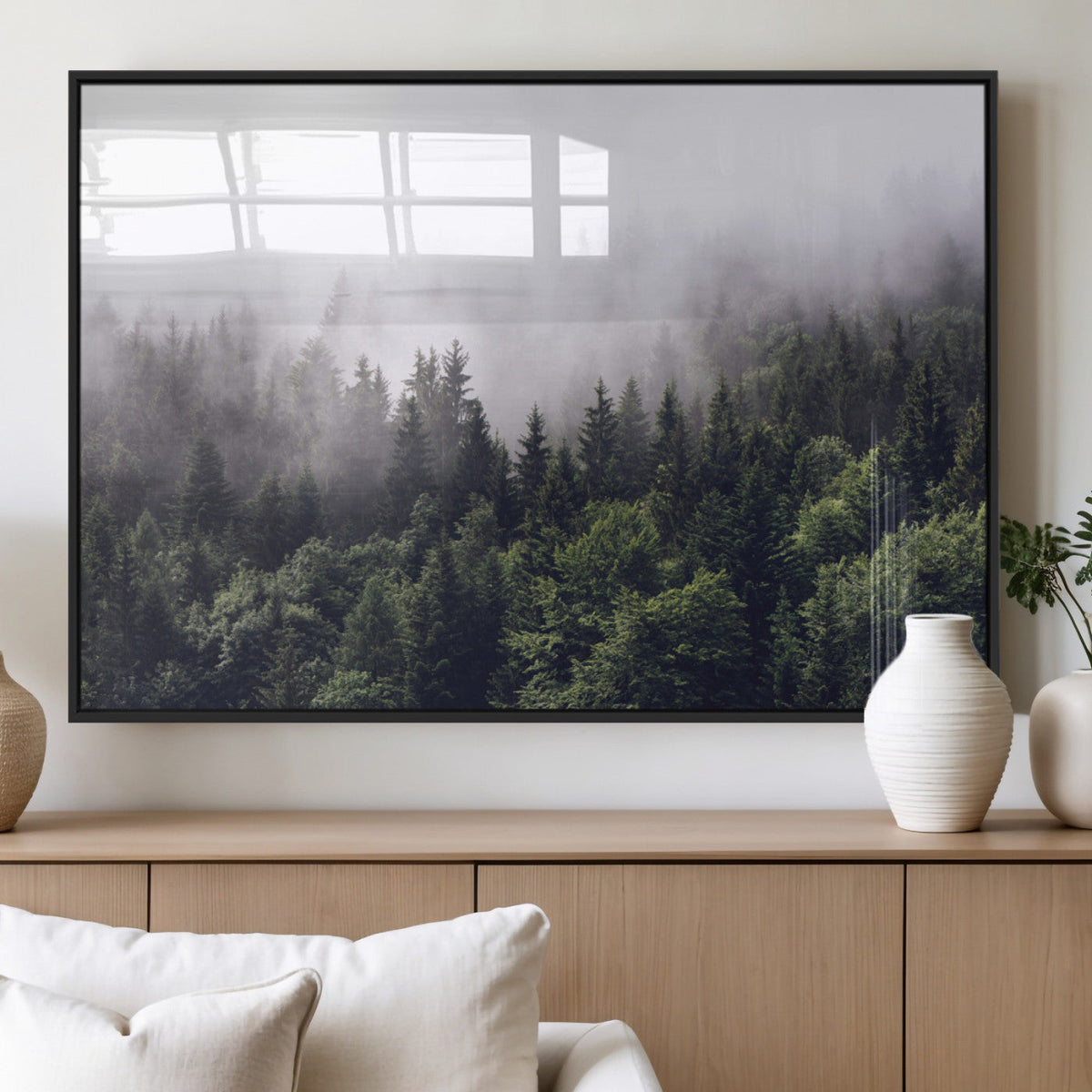 Misty Forest Wall Art | Foggy Forest Canvas Print | Large
