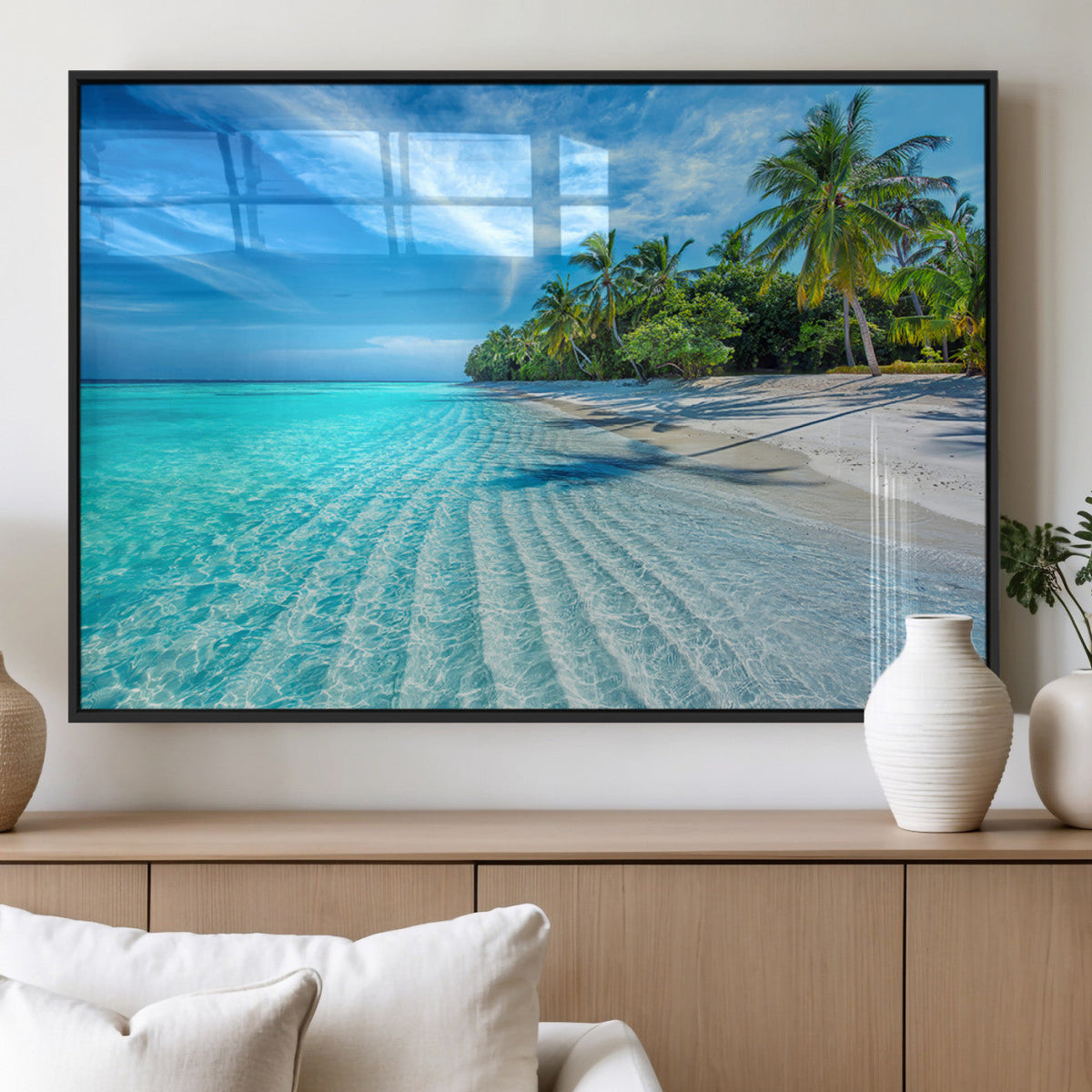 Tropical Beach Wall Art Canvas Print - Serene Ocean