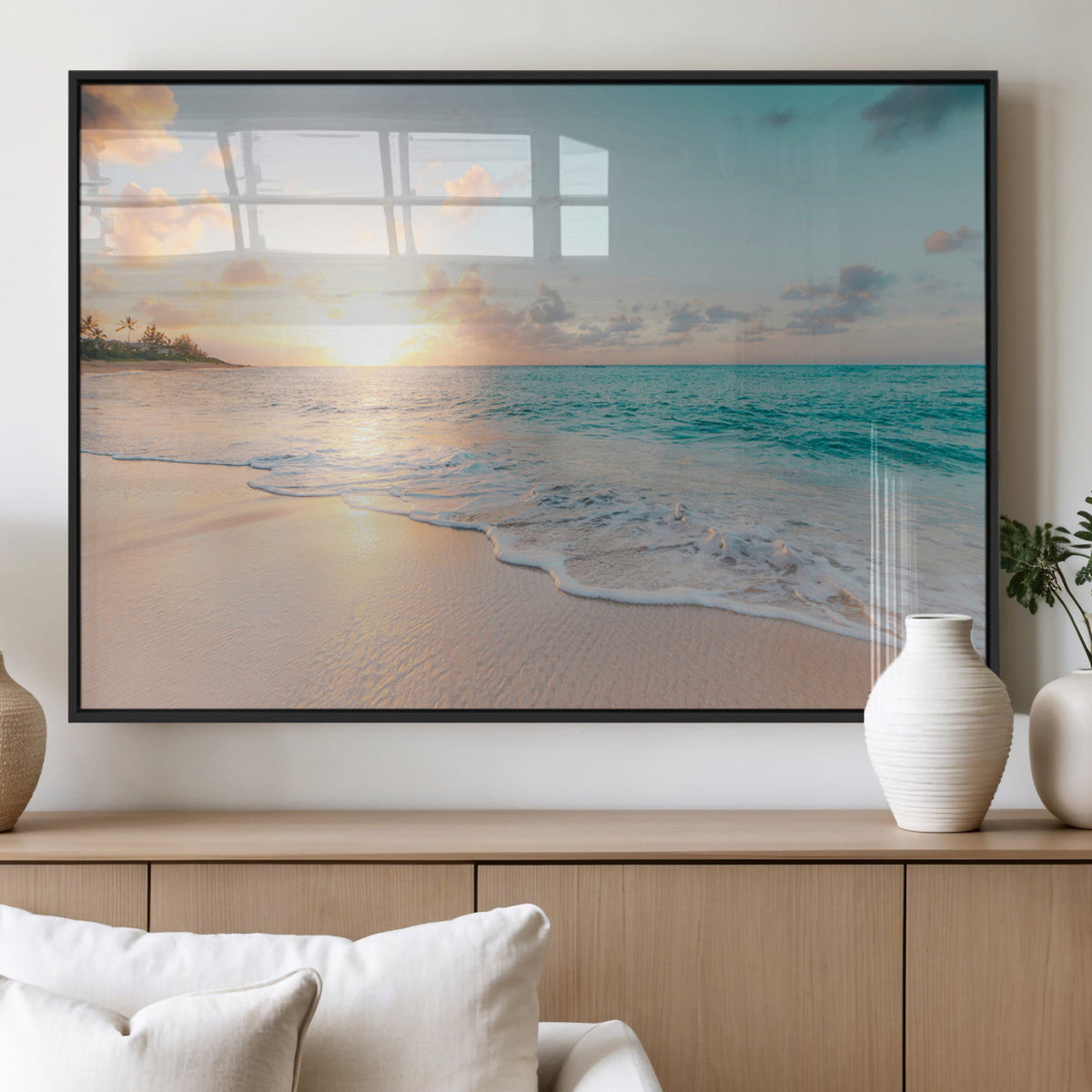 Beach Sunset Wall Art Canvas Print – Framed Ocean Waves