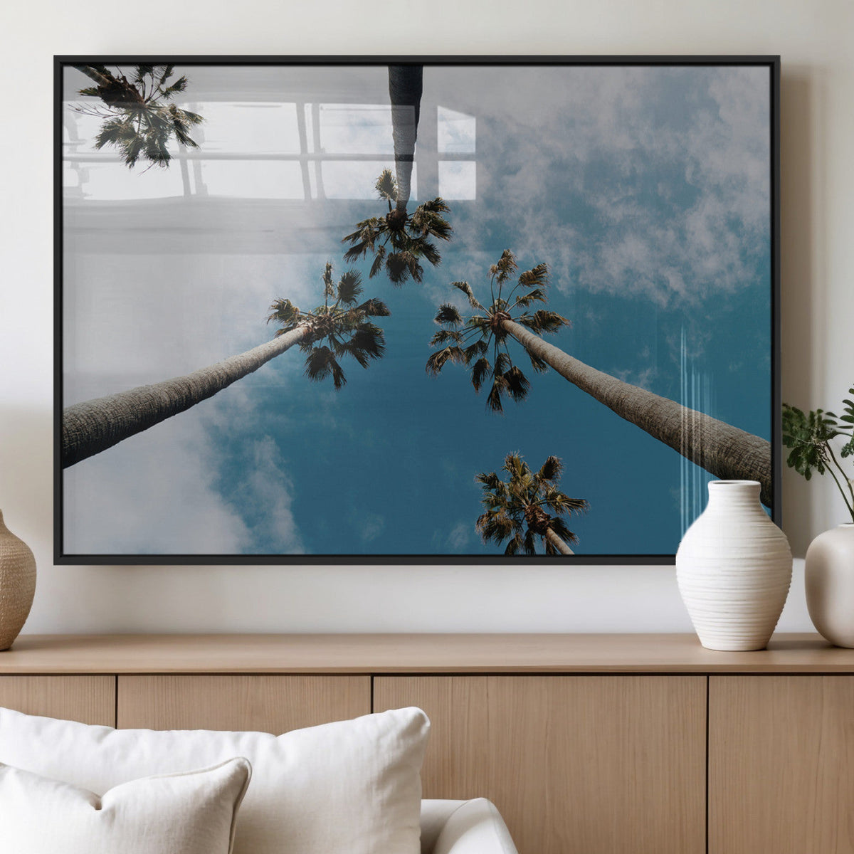 Tropical Palm Trees Wall Art Canvas Print Framed California