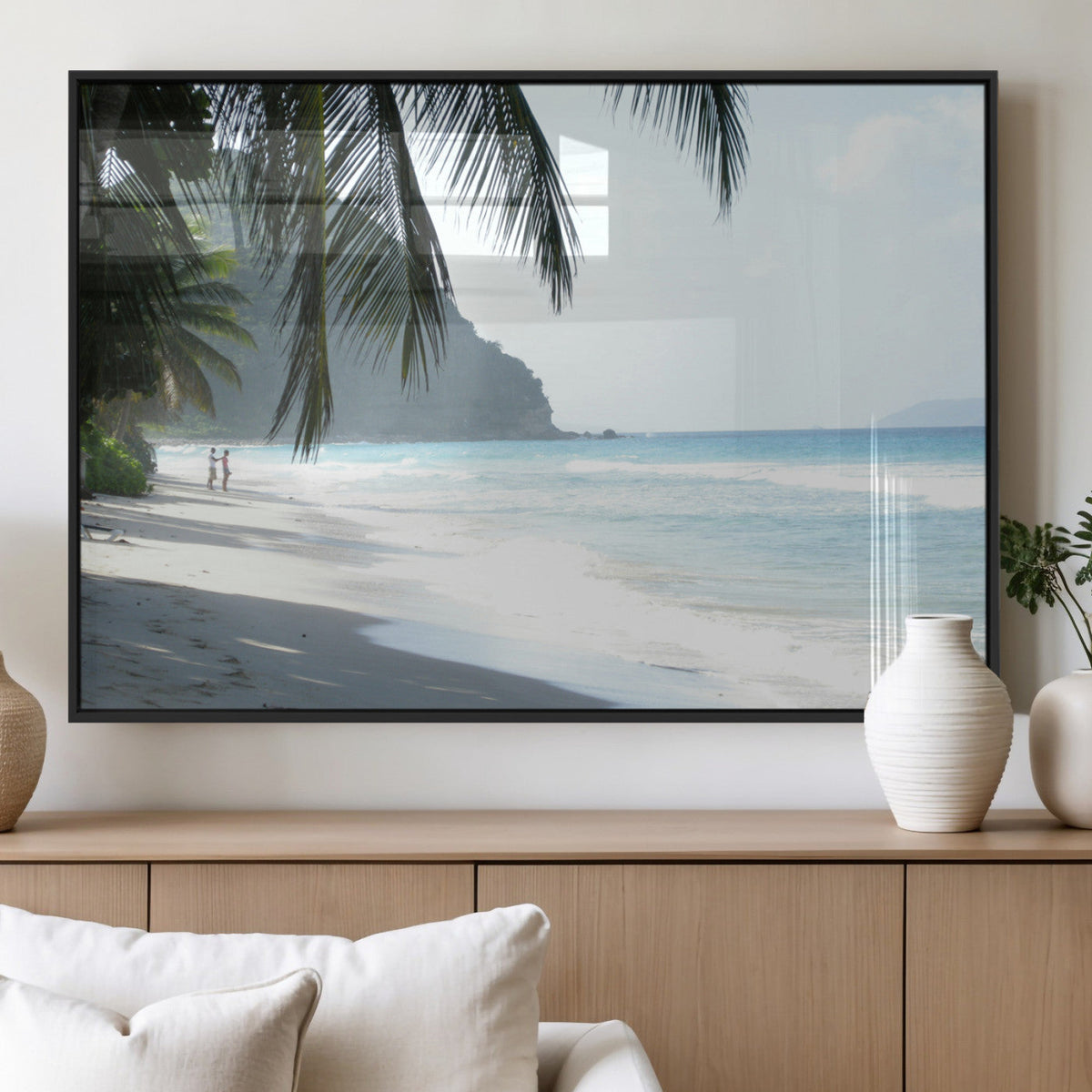 Tropical Beach Wall Art Canvas Print – Framed Serene Ocean