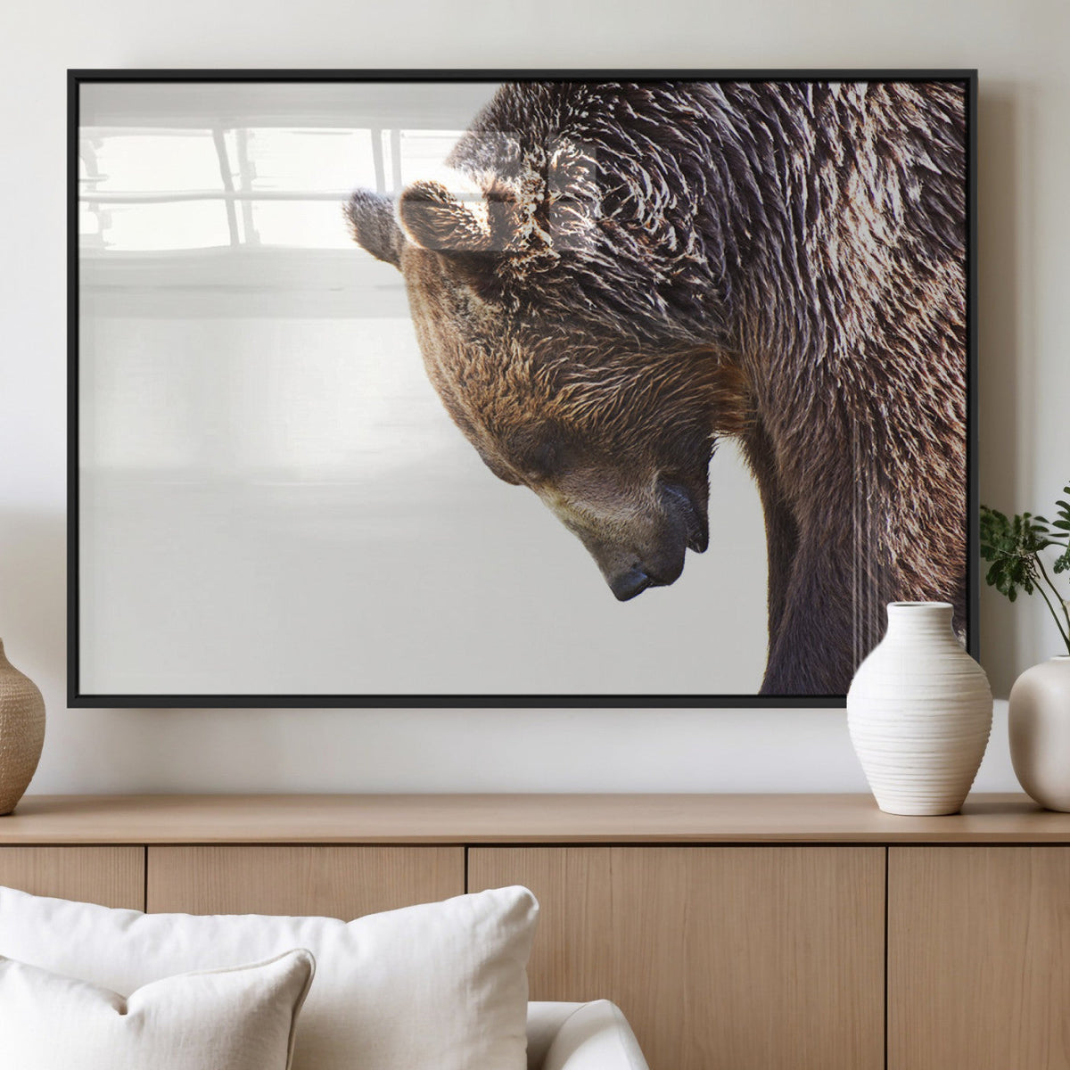 Grizzly Bear Canvas Wall Art Print – Framed Wildlife Nature