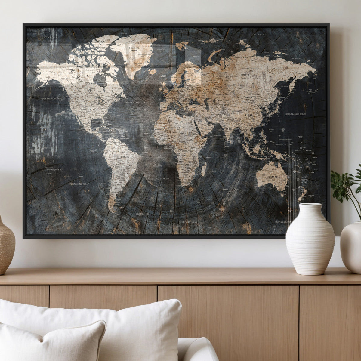 World Map Canvas Print – Detailed Map of the World Wall Art