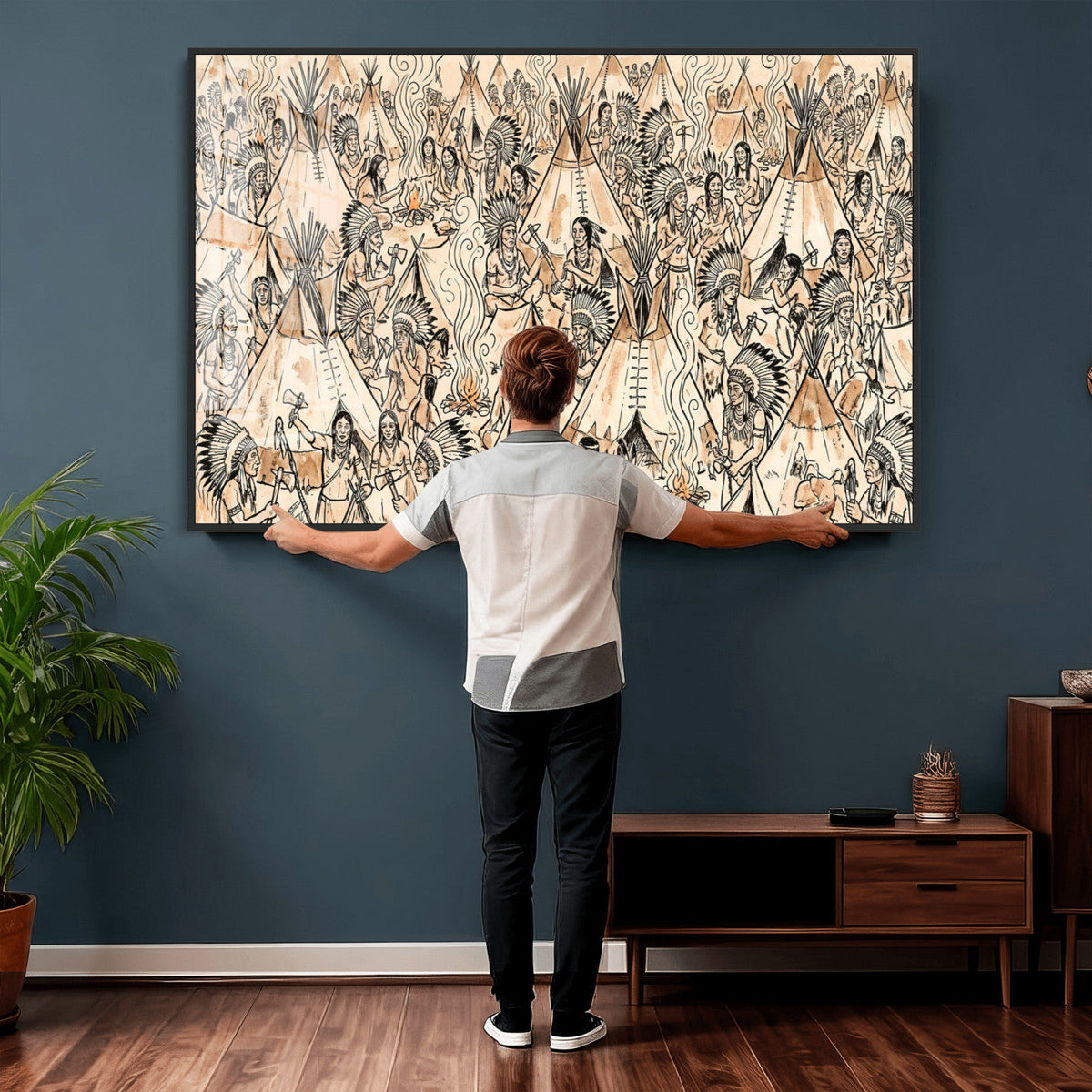 Native American Indian Wall Art Canvas Print - Abstract