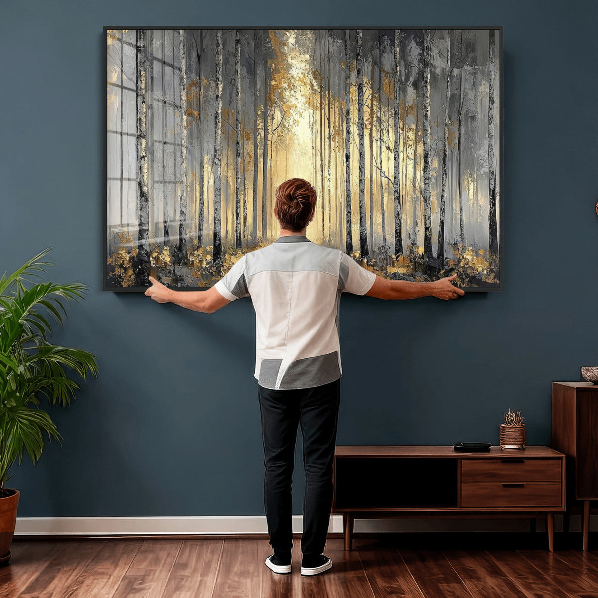 Abstract Birch Forest Wall Art Canvas Print – Modern Neutral