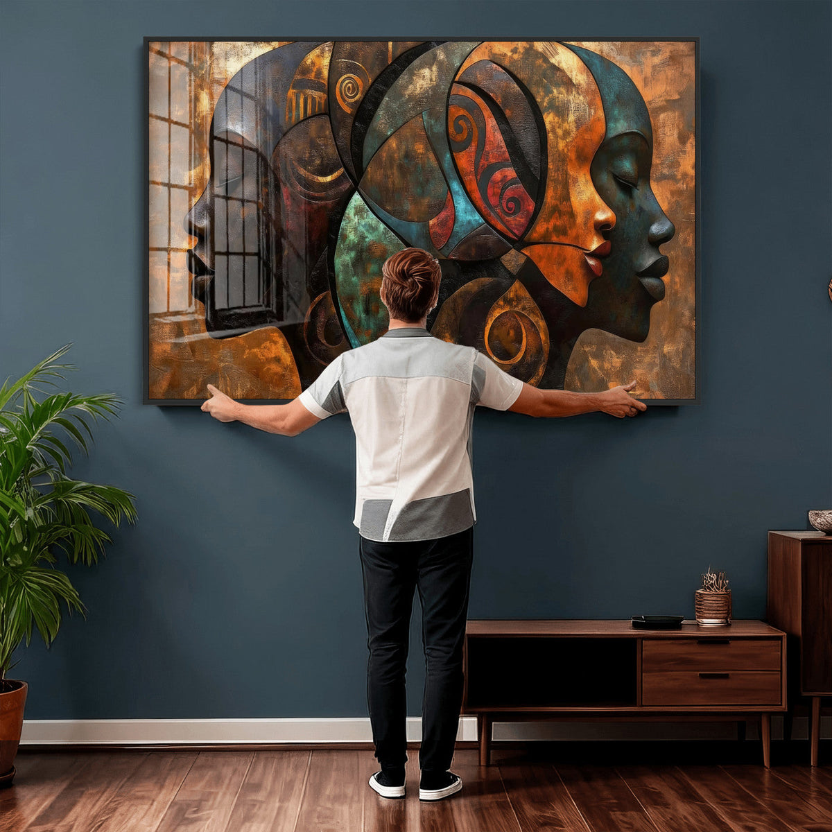 Abstract Afro American Women Wall Art Canvas Print