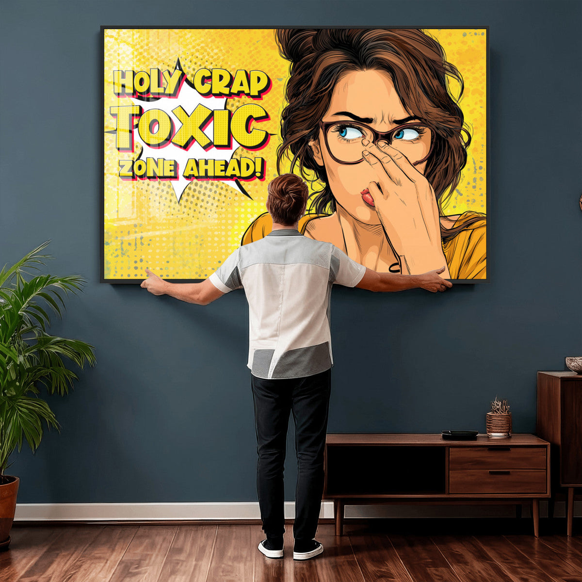 Pop Art Print Bathroom Sign Wall Art Canvas Print — Funny