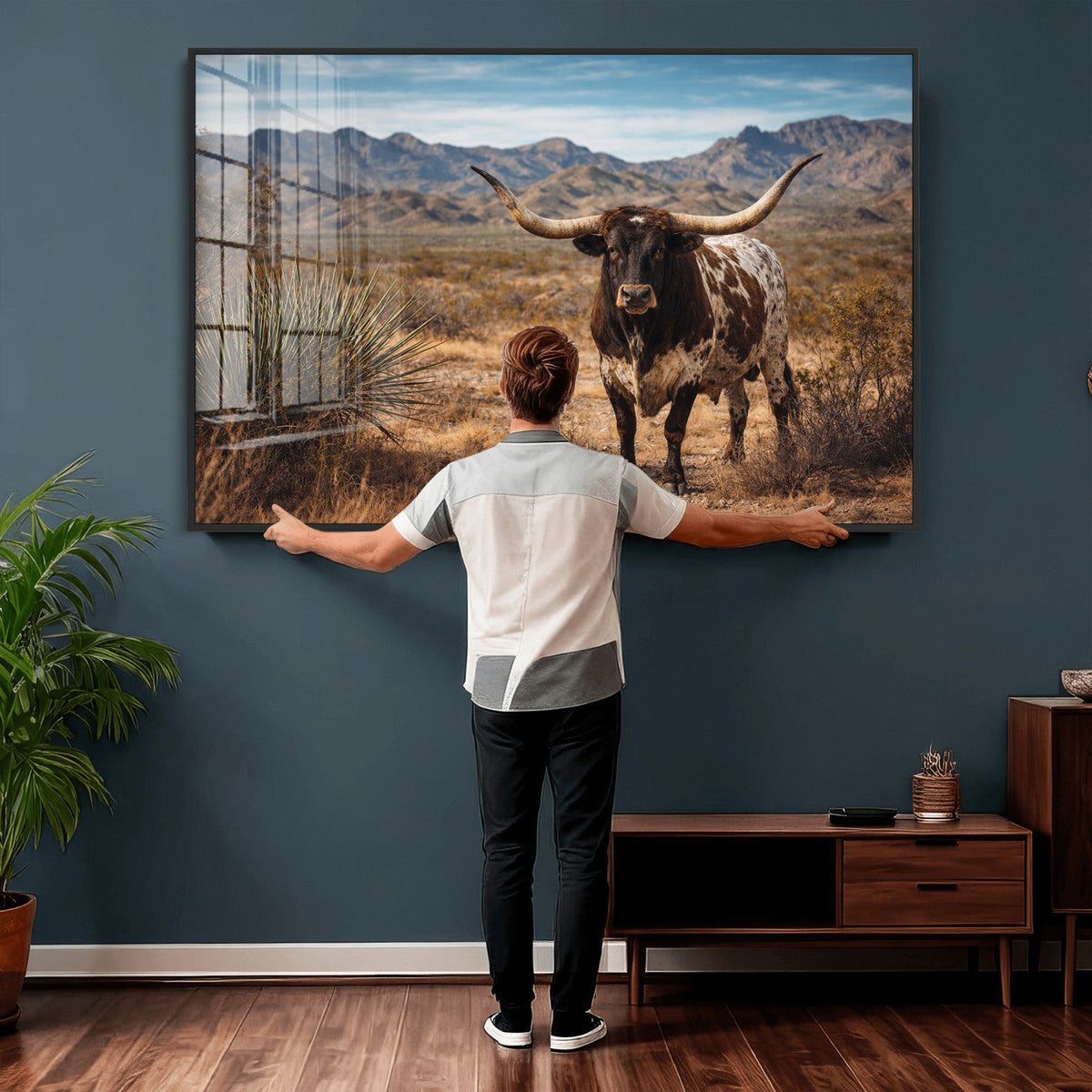 Texas Longhorn Canvas Wall Art Western Bull Desert Moody