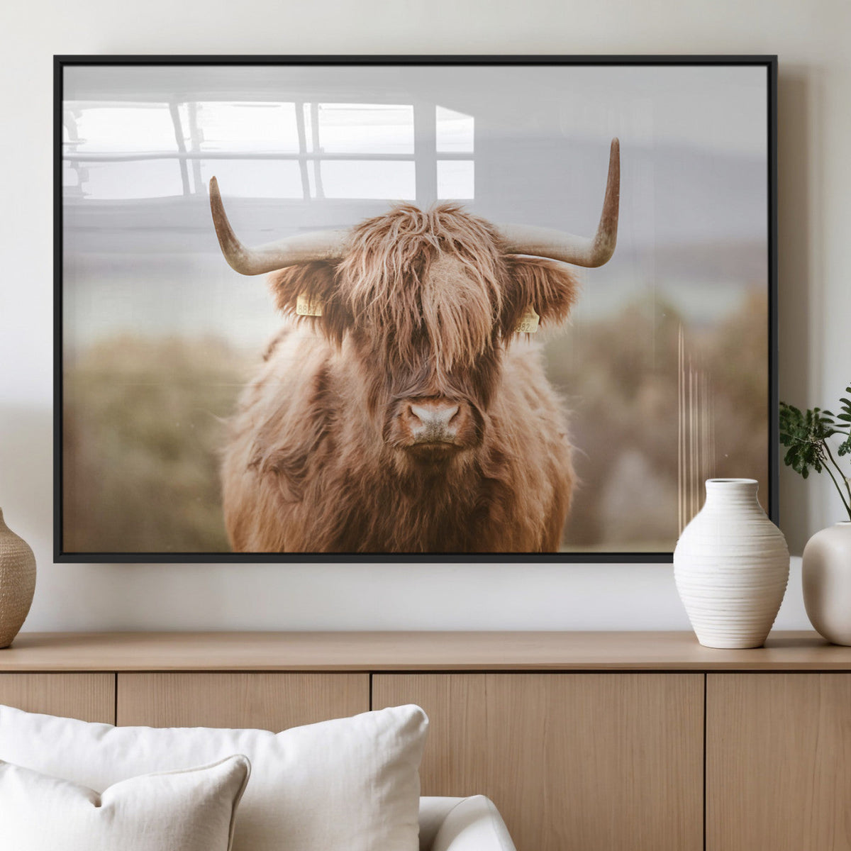 Scottish Serene Highland Cow Canvas Wall Art – Serene