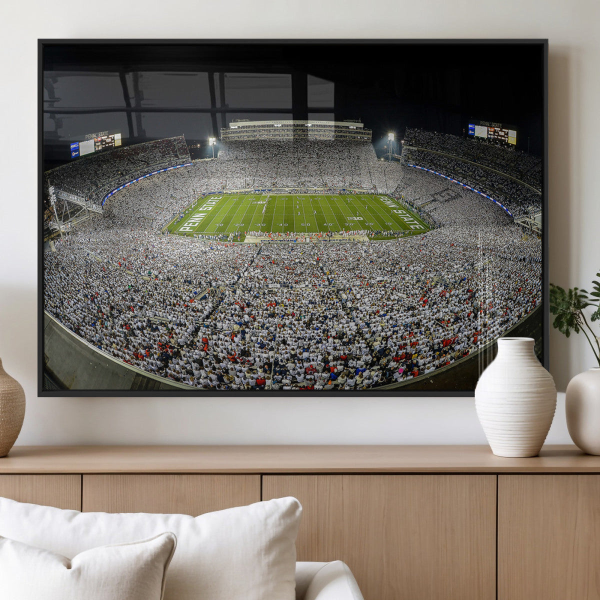Beaver Stadium Night Game Triple Canvas Wall Art - Penn