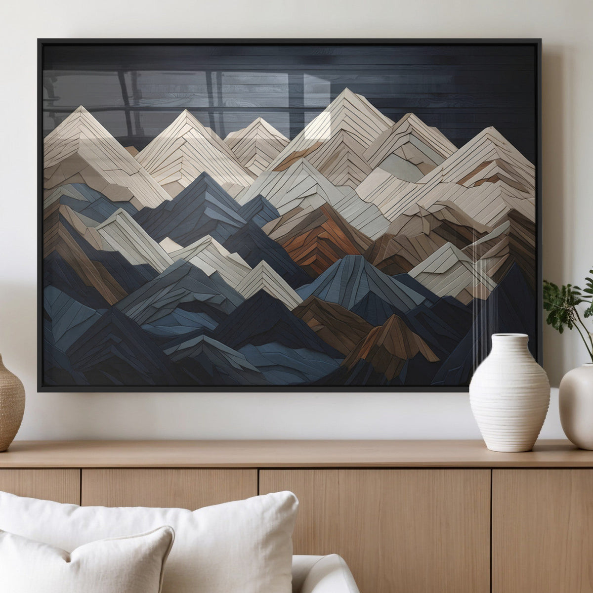 Mountain Wall Art – Modern Geometric Landscape Canvas Print,