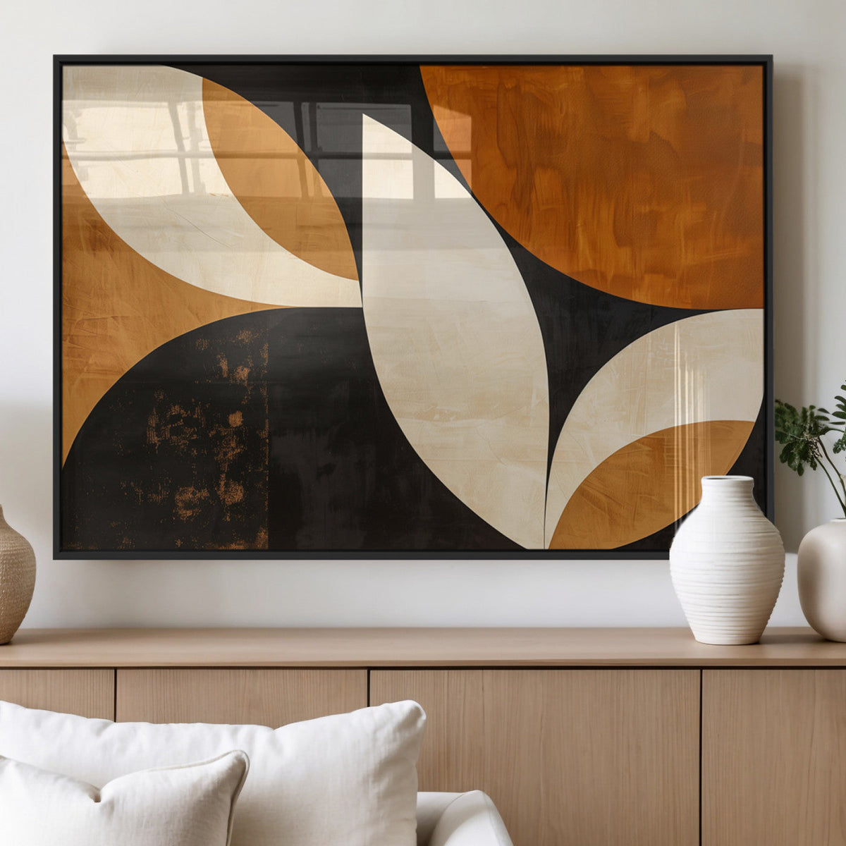 Geometric Abstract Wall Art Canvas Print, Mid Century Modern