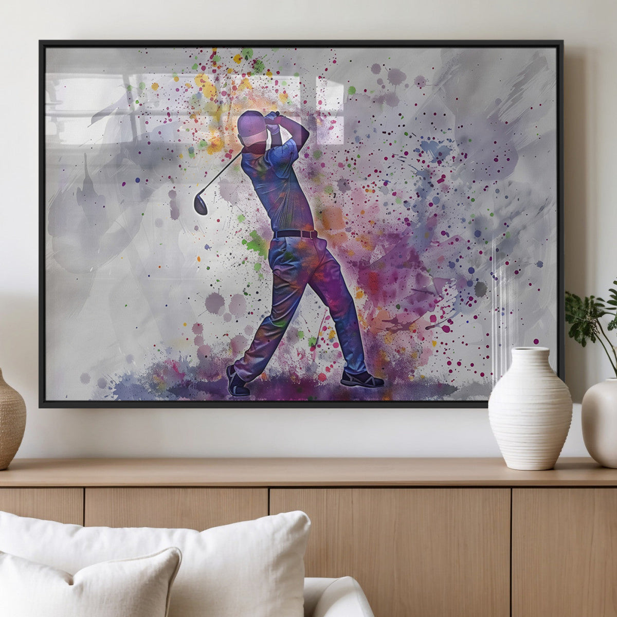 Watercolor Golf Swing Wall Art Canvas Print | Vibrant
