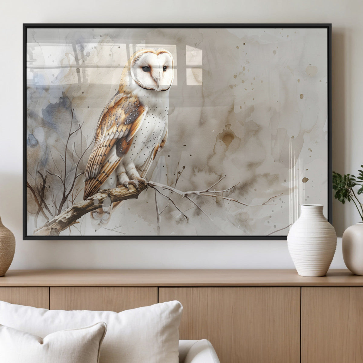 Barn Owl Wall Art | Watercolor Canvas Print | Perfect for
