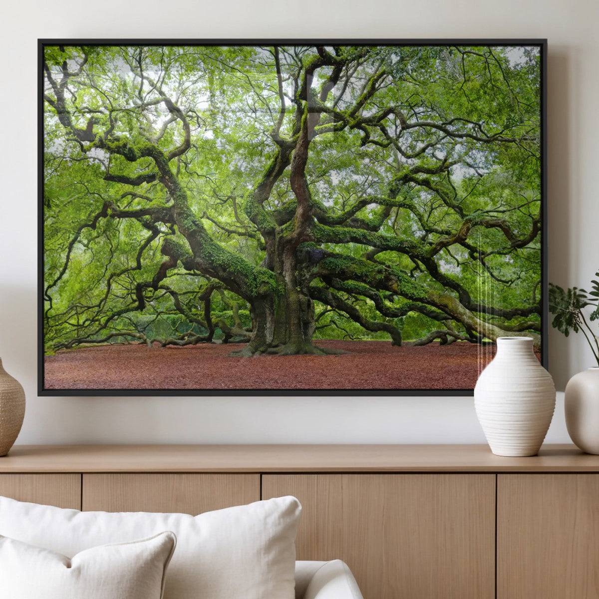 Framed Angel Oak Tree Wall Art - 3-Panel Canvas Prints,