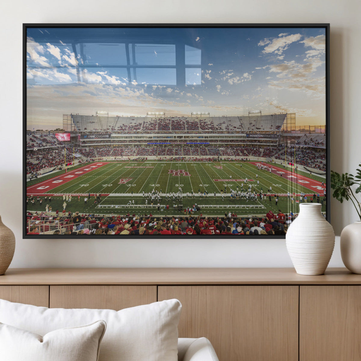 Framed Houston Cougars Football Team Print - Houston TDECU