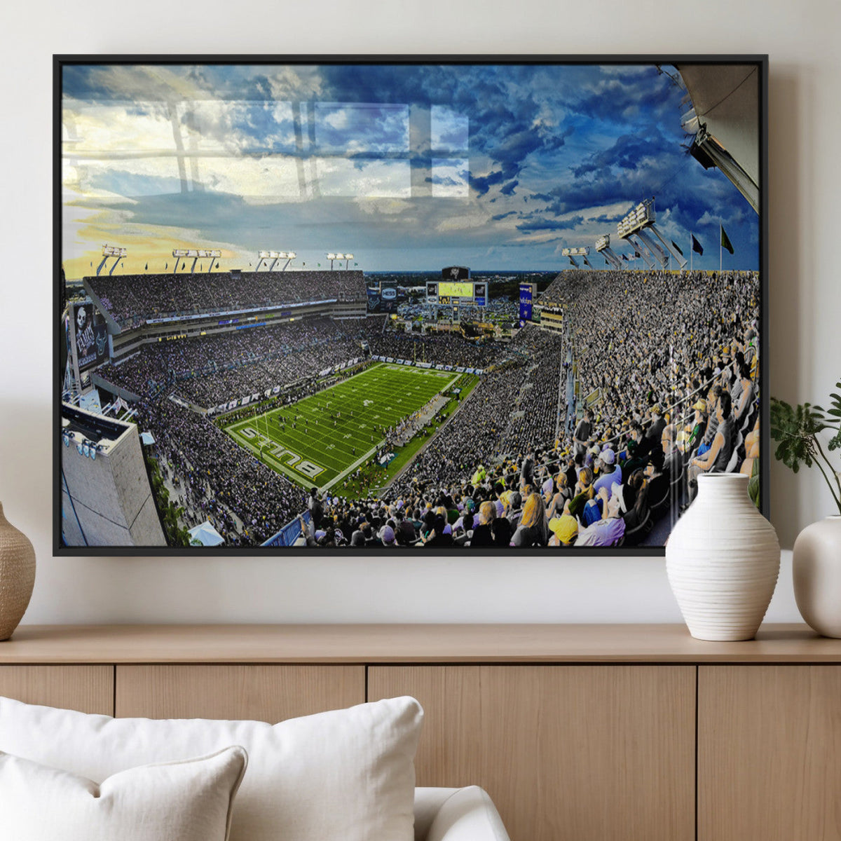 Framed USF Bulls Football Team Print - Tampa Raymond James