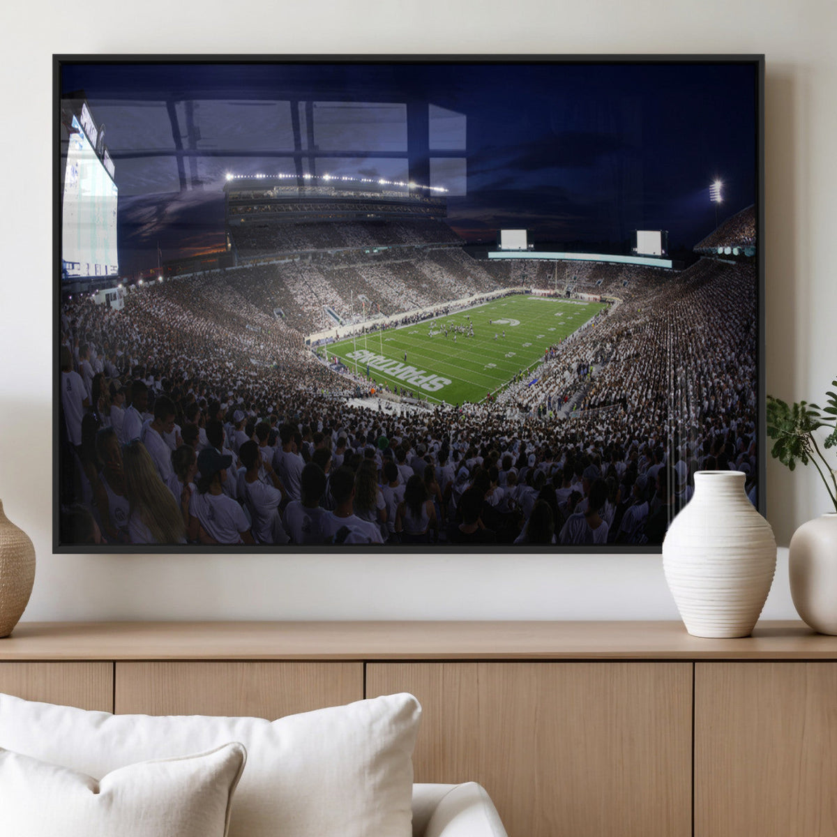Michigan State Spartans Canvas, Framed Football Team Print -