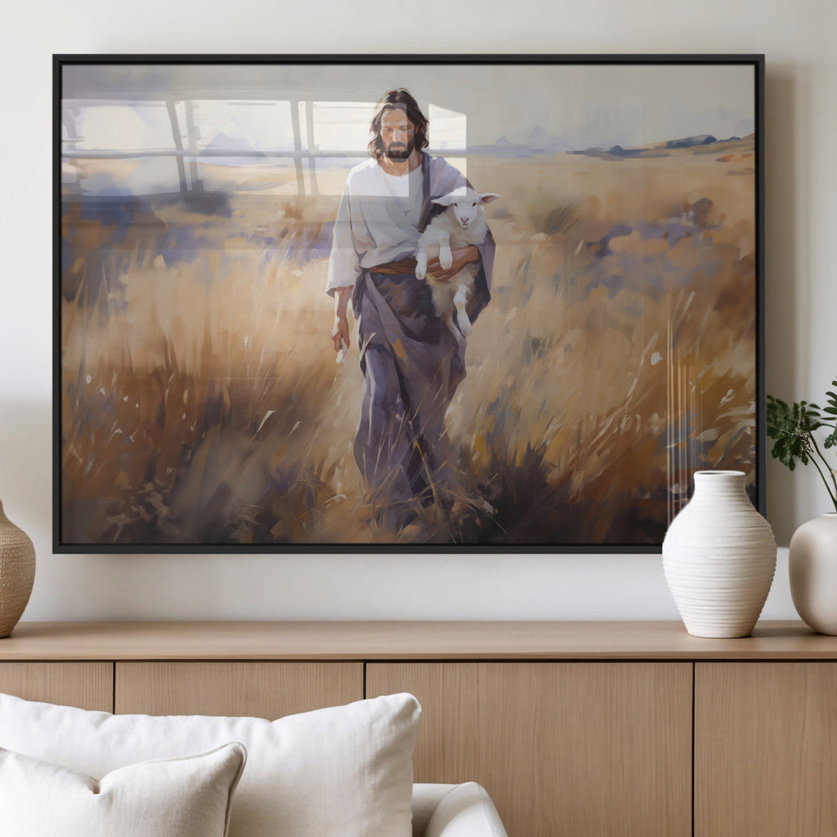 Jesus the Good Shepherd Wall Art Canvas Print - Lost Lamb