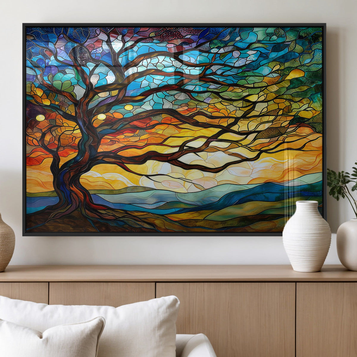 Mosaic Tree Wall Art | Ready to Hang Stained Glass Style