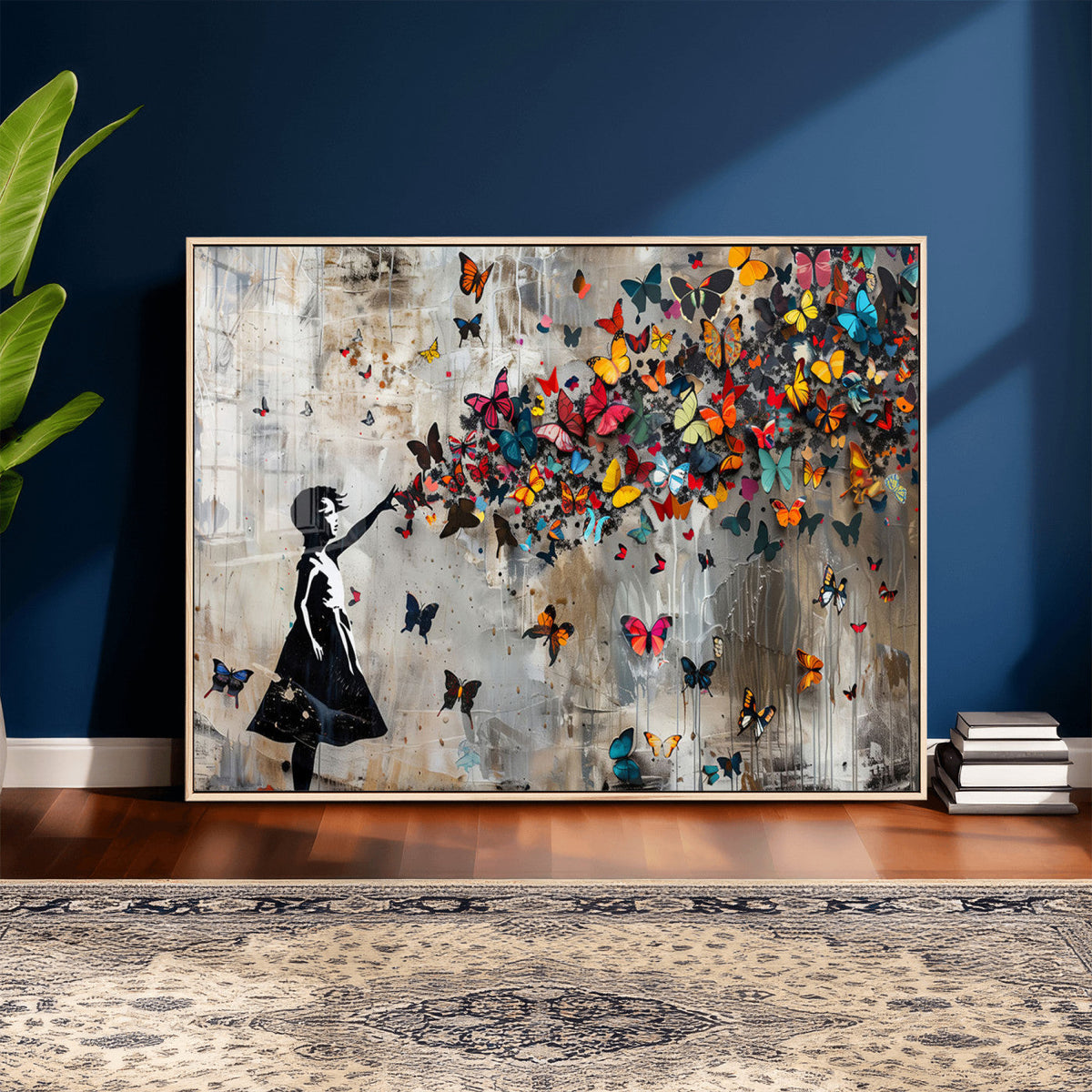 Butterfly Girl Wall Art – Vibrant Street Style Canvas Print,