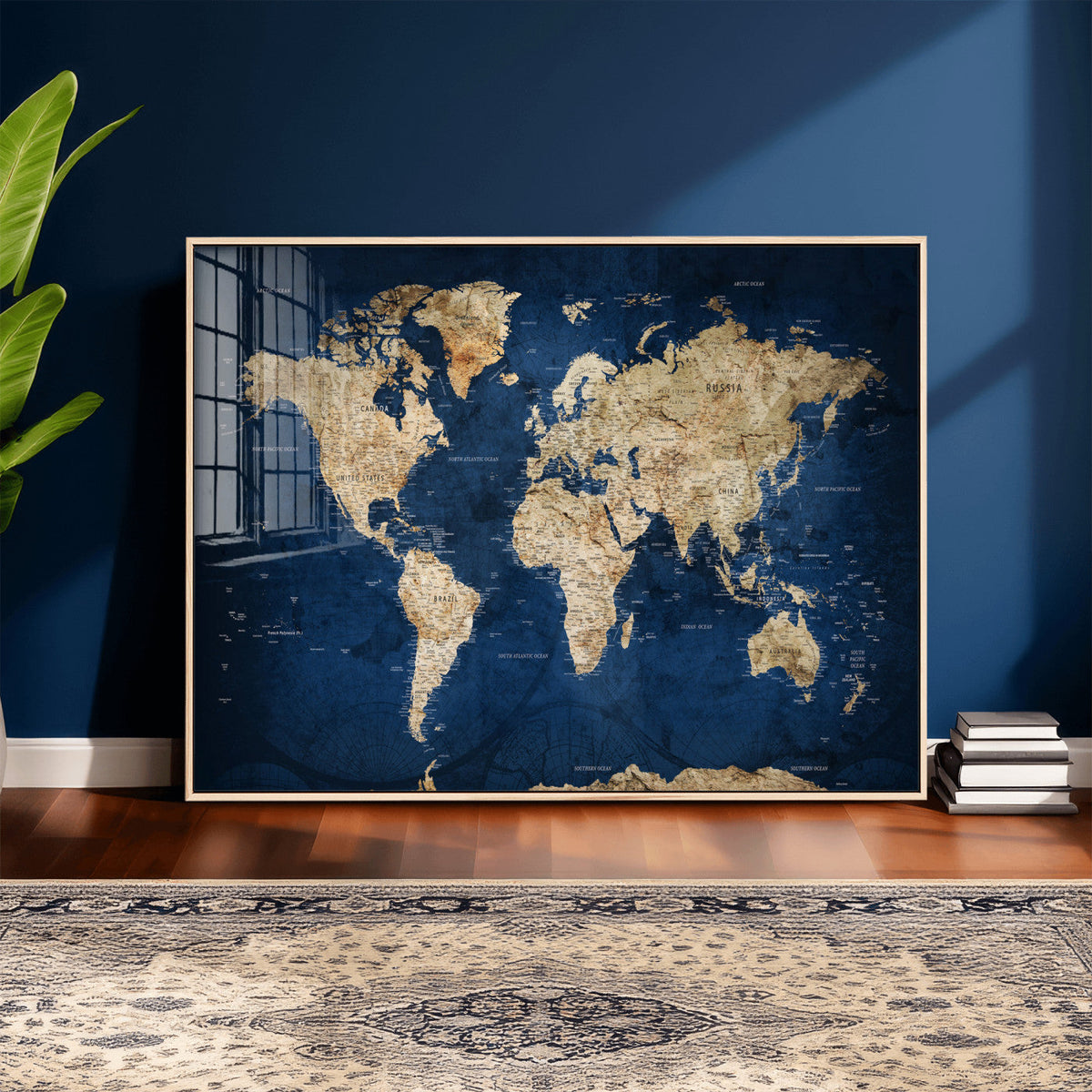 World Map Canvas Print – Framed Travel Map Wall Art for