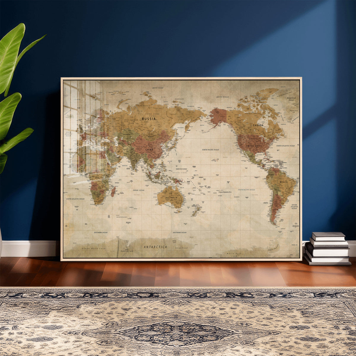 Vintage Detailed World Map Wall Art Canvas Print – Antique