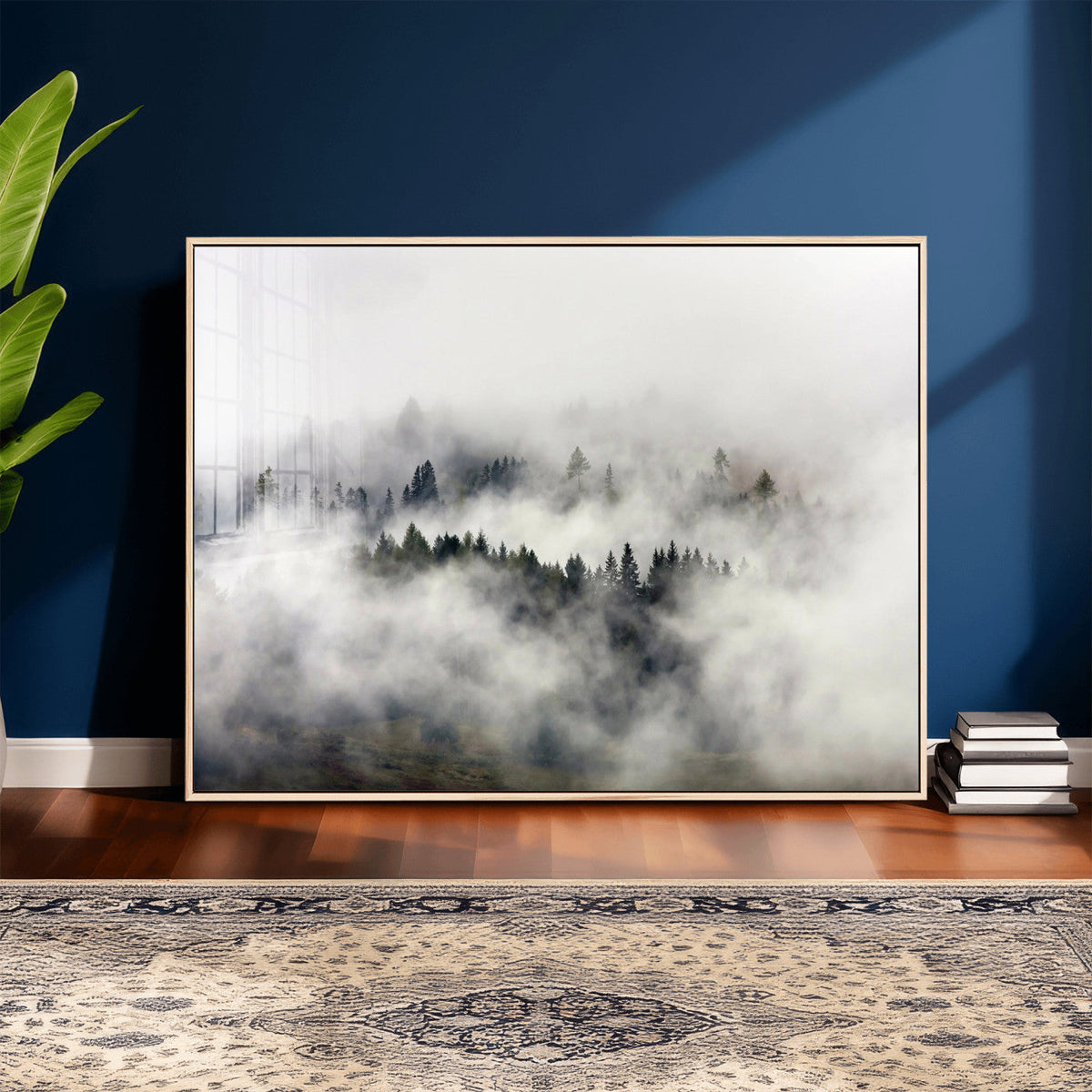 Foggy Forest Wall Art Canvas Print, Misty Pine Tree