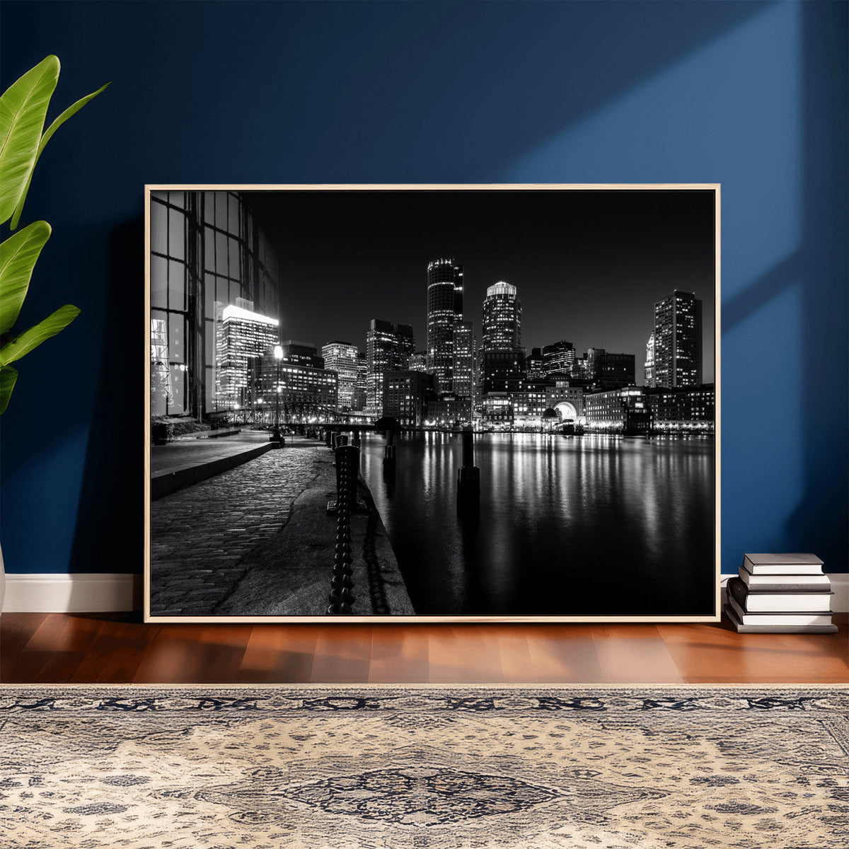 Boston Wall Art Canvas Print, Boston City Downtown Night