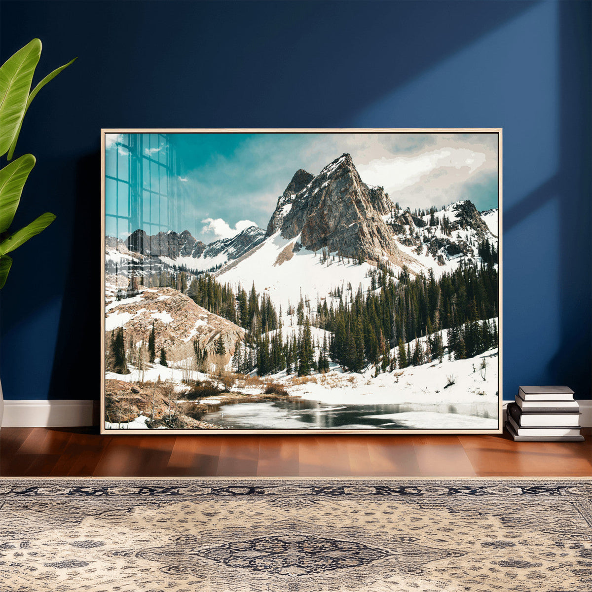 Snowy Mountain Wall Art Canvas Print, Alpine Pine Forest